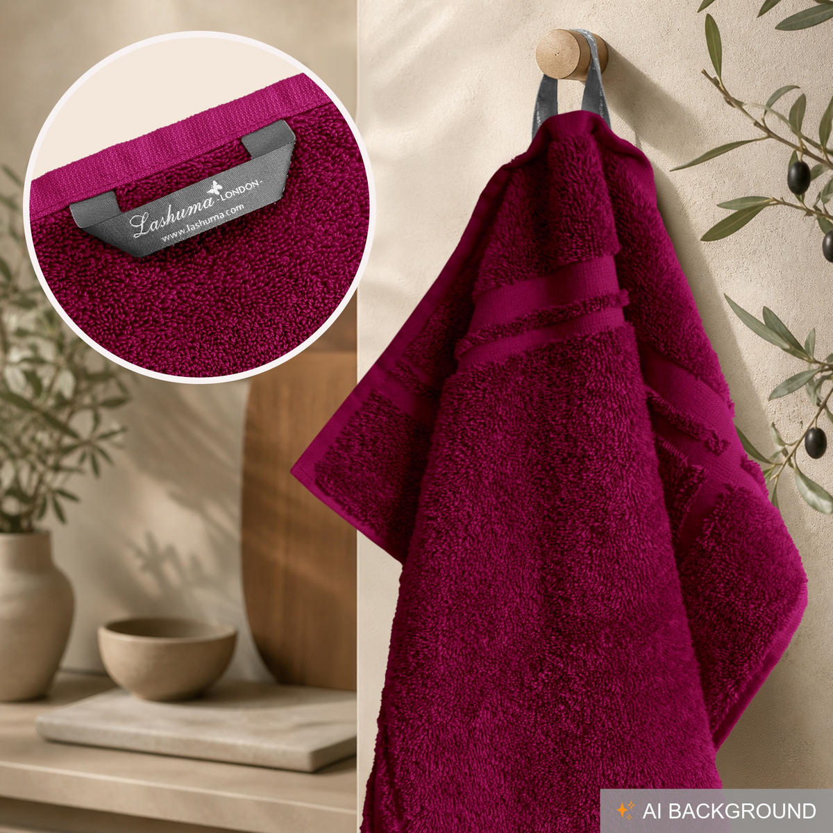 FROTTEE Küchenhandtücher 50x50 cm, 4er Set, Kirschrot - Kirschrot, Textil (50/50cm) - Lashuma