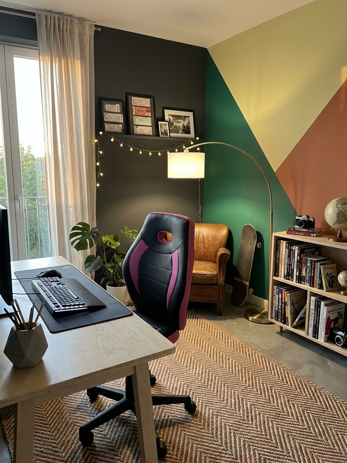 JUGENDDREHSTUHL Hohe Rückenlehne Schulterstütze Kunstleder Mesh, Rosa 63x63x103 cm - Schwarz/Rosa, Kunststoff/Textil (63/103/63cm) - KADIMA DESIGN