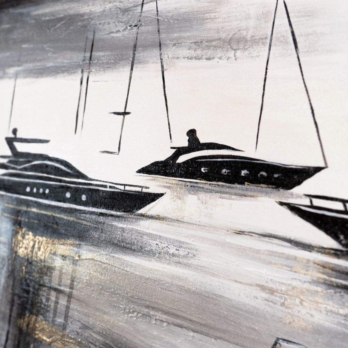 GEMÄLDE Yachten auf Keilrahmen 115x50 cm - Braun, Holz (115/50cm) - YS-art gallery