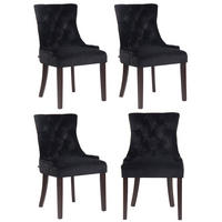 WOHNZIMMERSTUHL 4er Set Samt schwarz - Schwarz, Holz/Textil (55/92/58cm) - CLP