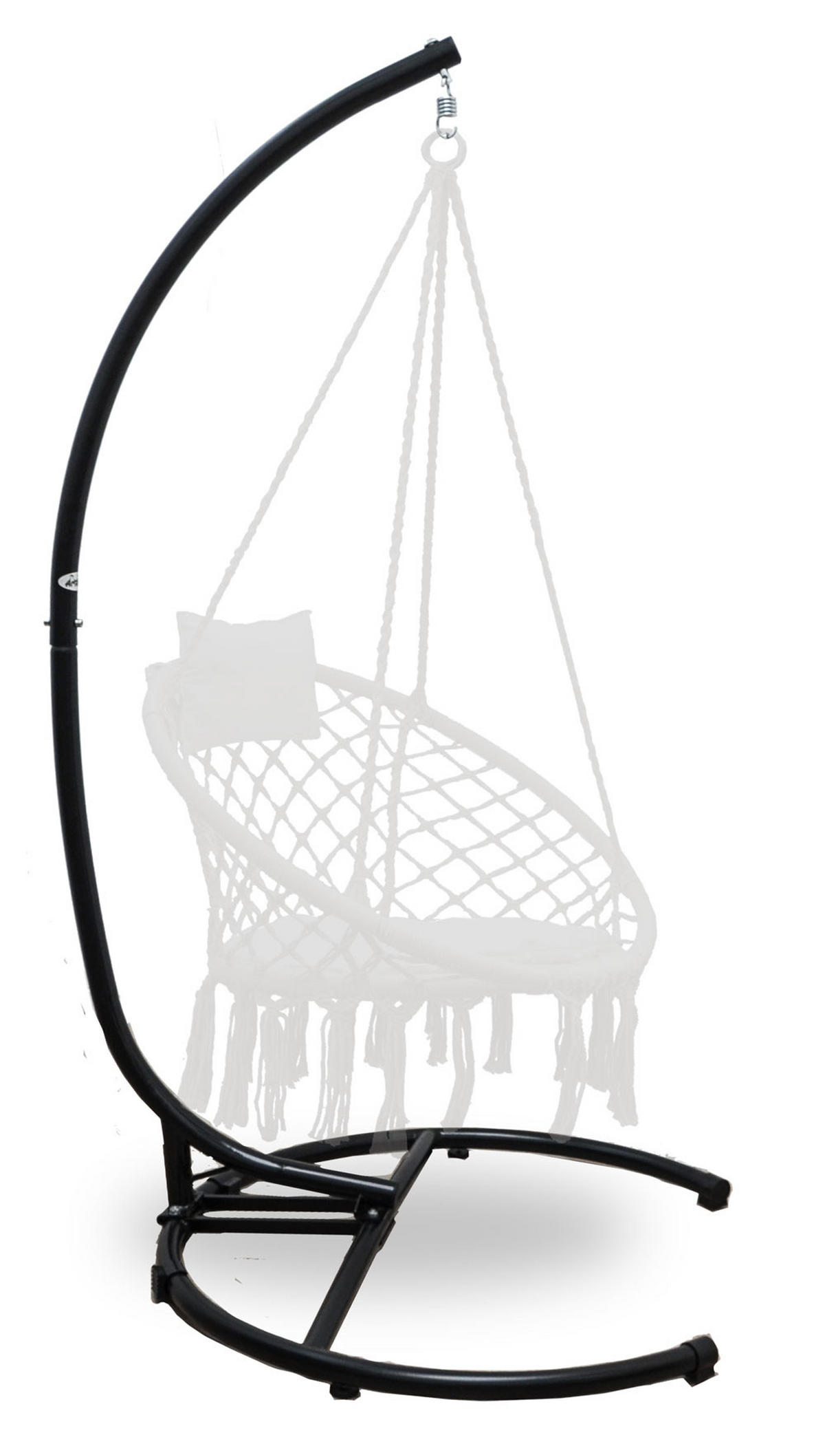 XL-HÄNGESESSEL-GESTELL bis 150kg, 215cm, Schwarz - Schwarz, Metall (125/110/210cm) - Amanka