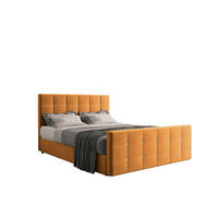 BOXBETT Mit Bettkasten Und Matratze Topper ROMA 200x200 cm Orange H3-Bonell - Dunkelblau/Orange, Holz/Holzwerkstoff (200/200cm) - Kaiser Möbel
