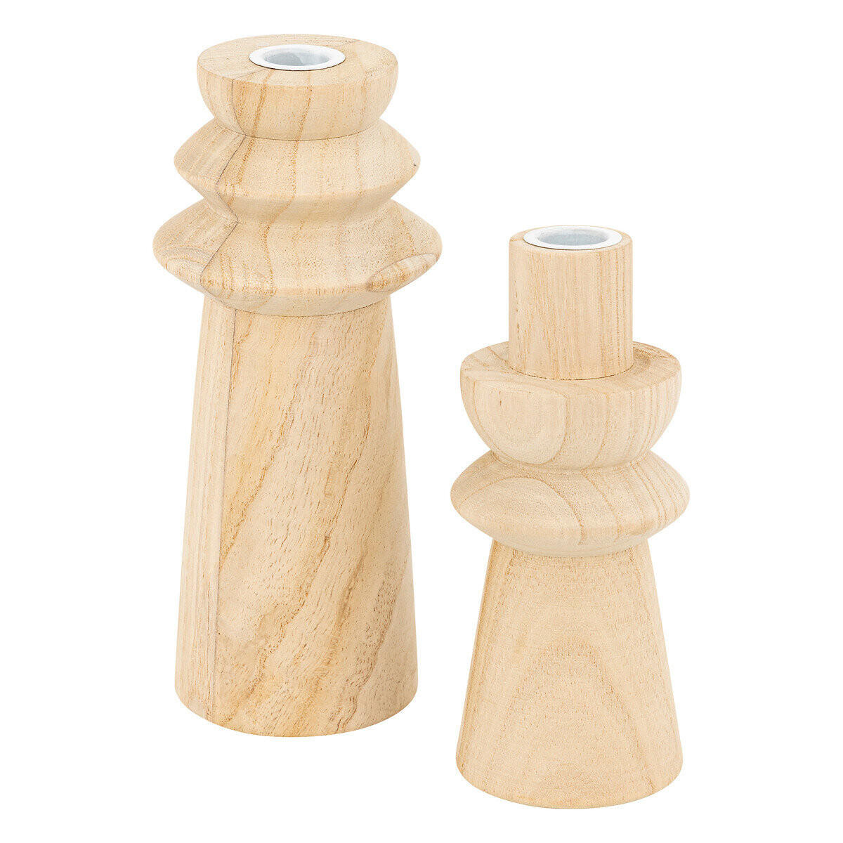 KERZENSTÄNDER Holz Uma 2er-Set - Beige, Holz (10.5/23.5/10.5cm) - Atmosphera Createur d´interieur