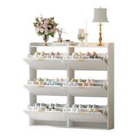 SCHUHSCHRANK platzsparend 6 Fächer Weiß 120x23x118cm - Weiß, Holzwerkstoff (23/118/120cm) - FLIEKS