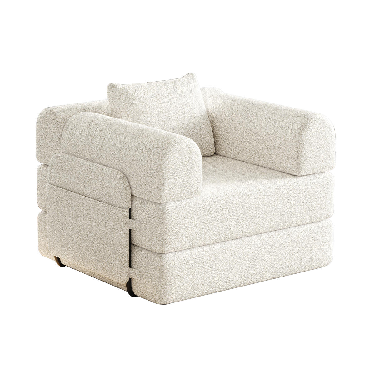 SCHLAFSOFA aus Chenille Beige 2-in-1 mit Armlehnen-Ablagefach und Stahlrahmen - Beige, Textil (94/50/182cm) - Modfu
