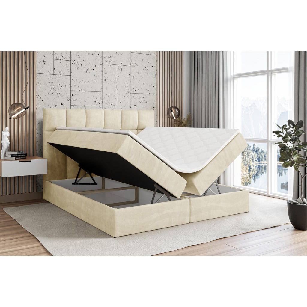 Thumbnail - Altdecor Boxbett, Beige, Holzwerkstoff, Höhe ca. 20 cm, 140x200 cm, Schlafzimmer, Betten, Boxspringbetten