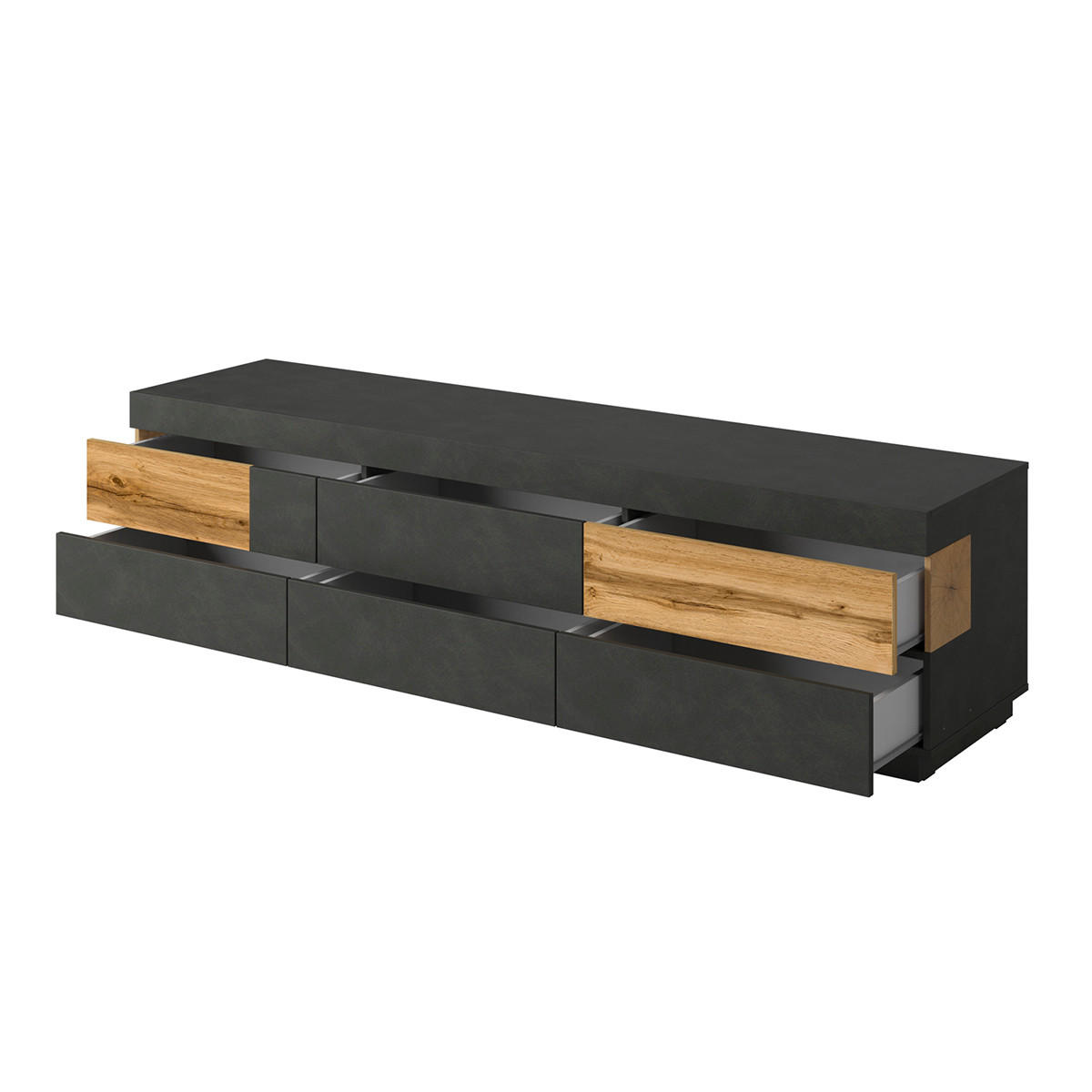 TV-MÖBEL Andrea Anthrazitgrau und Holz - Grau, Holzwerkstoff (206/54/50cm) - Petits-meubles