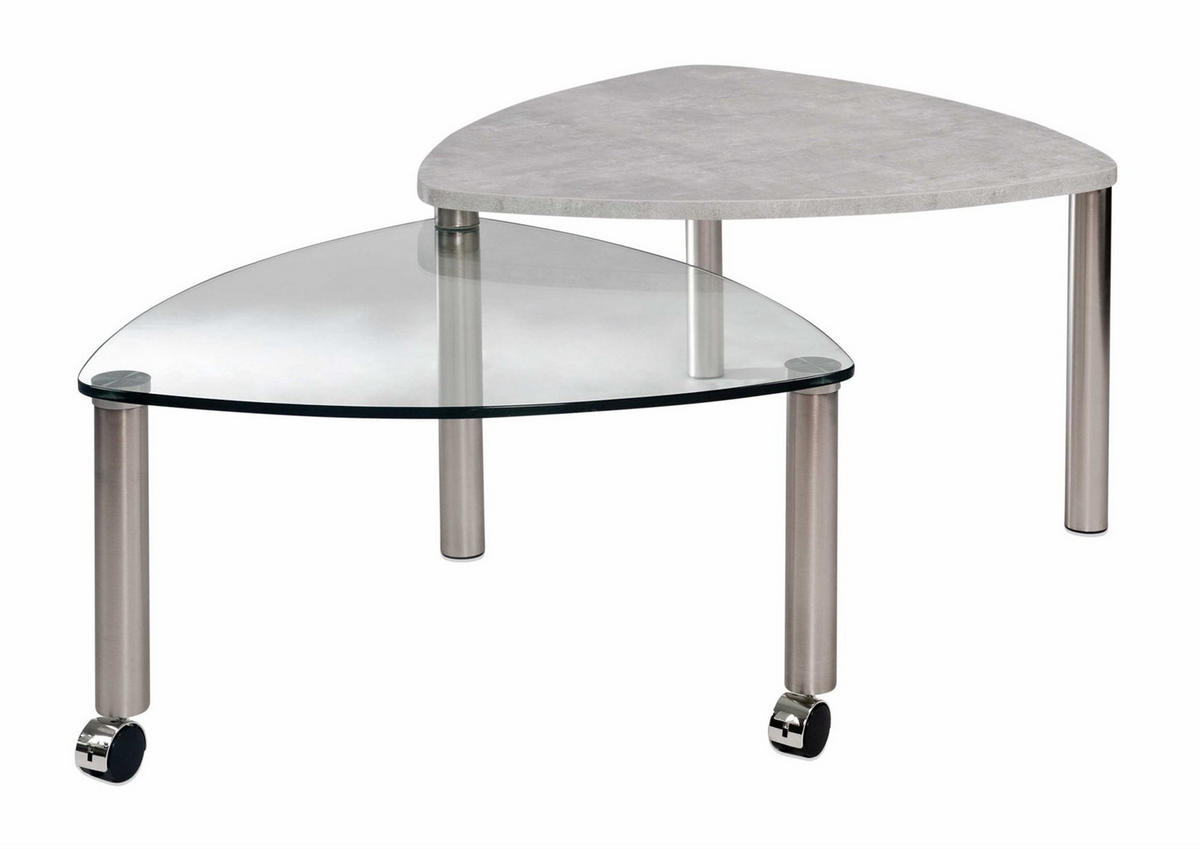 COUCHTISCH Ablage ausdrehbar Clary 80x43x80 Holzwerkstoff Nickel/Beton - Transparent/Grau, Glas (80/80/80cm) - 58aufmkessel