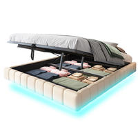 POLSTERBETT 160/200 cm Beige aus Stoff mit LED-Lichtleiste - Beige, Textil (160/200cm) - OKMYHOME