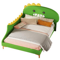 KINDERBETT 140/200 cm in Grün aus PU und MDF in Dinosaurierform - Grün, Kunststoff (140/200cm) - OKMYHOME