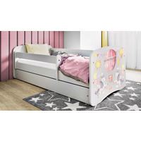 KINDERBETT Ballon 70x140 cm mit Schublade, Rausfallschutz & Lattenrost, Weiß - Weiß, Holzwerkstoff (70/140cm) - RAUMHIRSCH FURNITURE