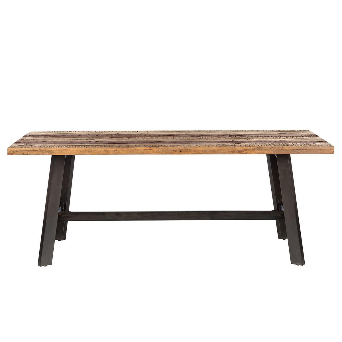 ESSTISCH - Massivholz Pinie / Metall - Braun, Holz (100/200/76cm) - home24