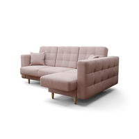 ECKSOFA KONGO RBN12, Eckcouch in L-Form mit Schlaffunktion, Farbe: Rosa, Velourstoff, Ottomane Rechts - Rosa, Textil (225/158cm) - O-Sofa