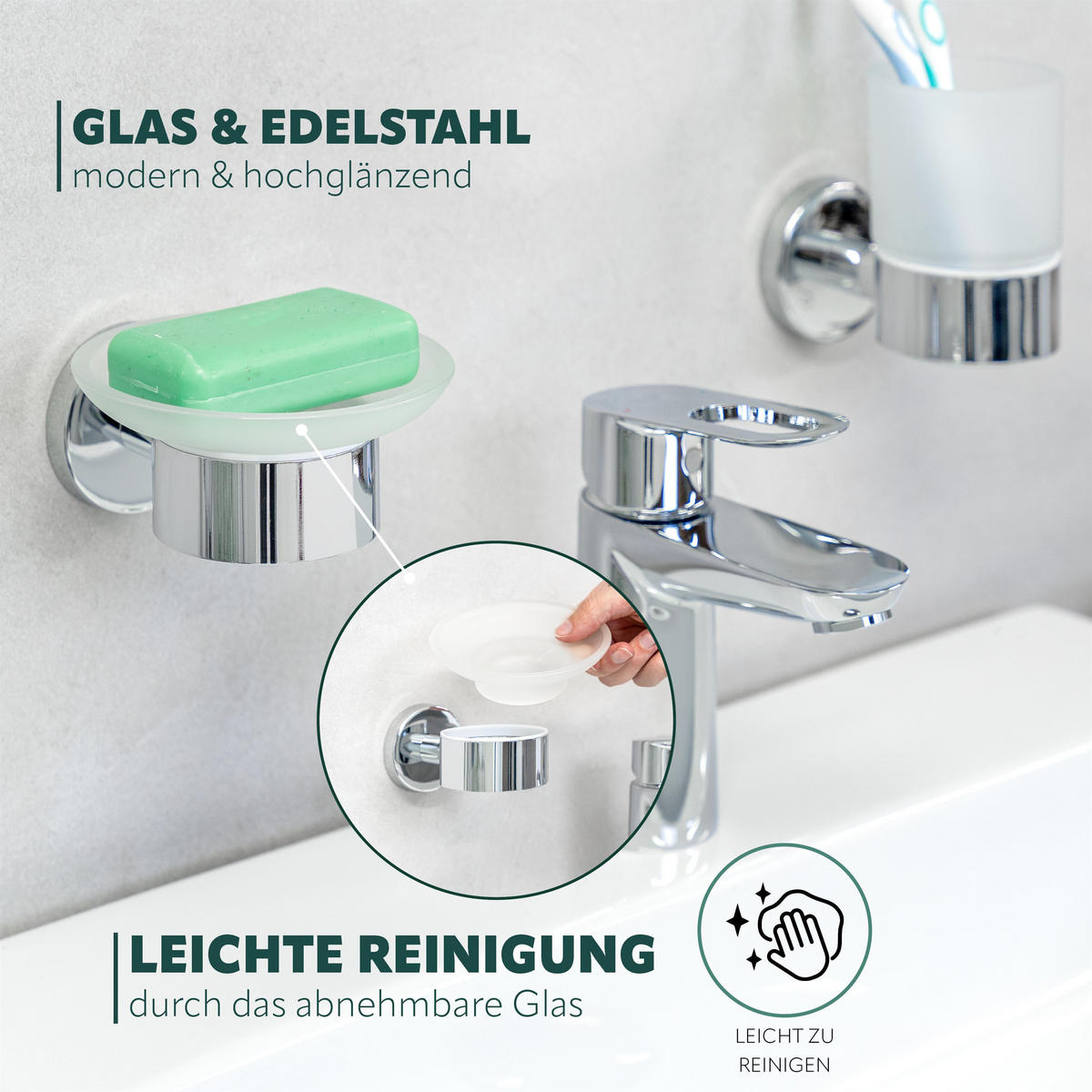 SEIFENSCHALE LUCENTE, Edelstahl, verchromt - Chromfarben, Metall (13/11/6.5cm) - bremermann