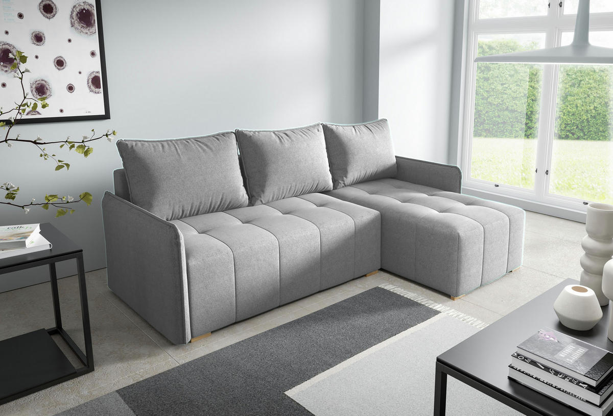 ECKSOFA Hellgrau GREND Rechts - Grau, Textil (210/140cm) - Sepro Meble