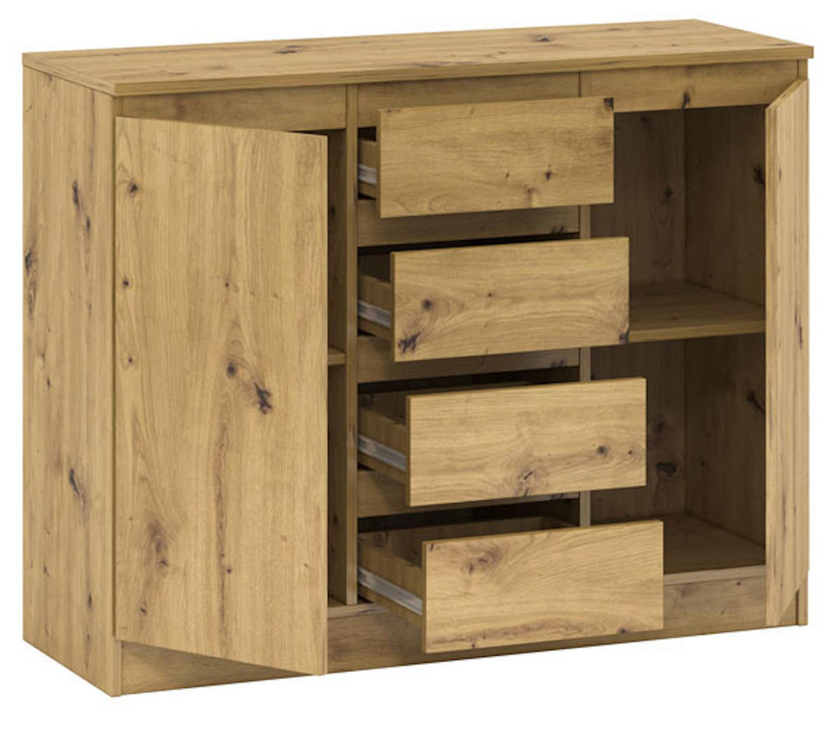 KOMMODE A1a Artisan Eiche 109 / 37 / 85 cm - Eiche Artisan/Weiß, Holz/Holzwerkstoff (109/85/37cm) - Feldmann-Wohnen