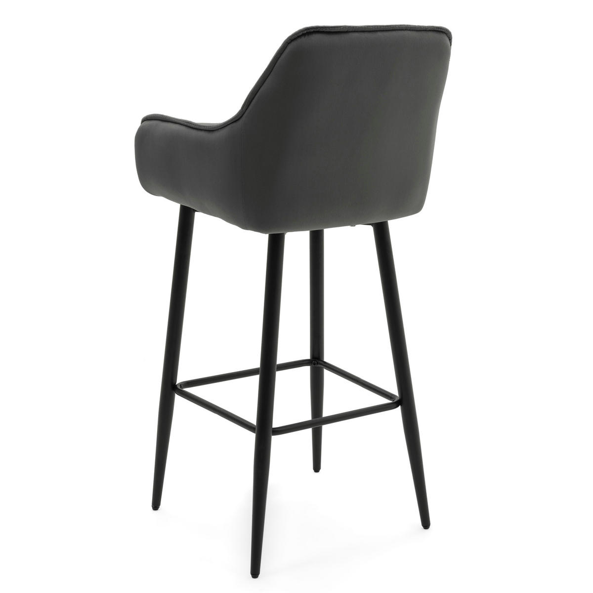 BARHOCKER SIENA gepolstert mit Steppung - grau - Samt Velours - Schwarz/Grau, Metall (53/107/52cm) - NEW HOME