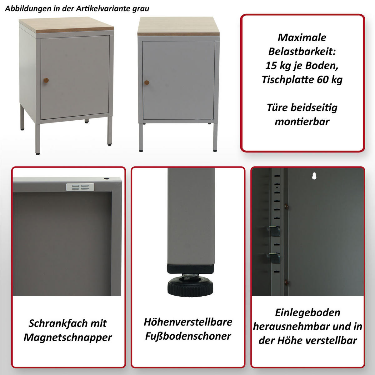 NACHTTISCH Weiß - Weiß, Metall (40/63/40cm) - MCW
