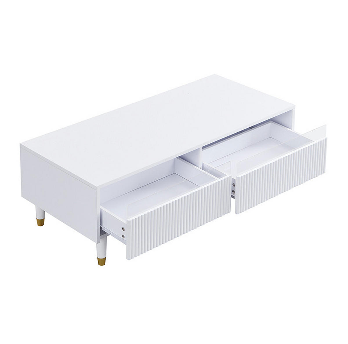 MODERNES LED-Möbelset, Couchtisch und TV-Schrank in Weiß 110/50/40 cm & 178/35/45 cm - Weiß, Holzwerkstoff (178/45/90cm) - Redom