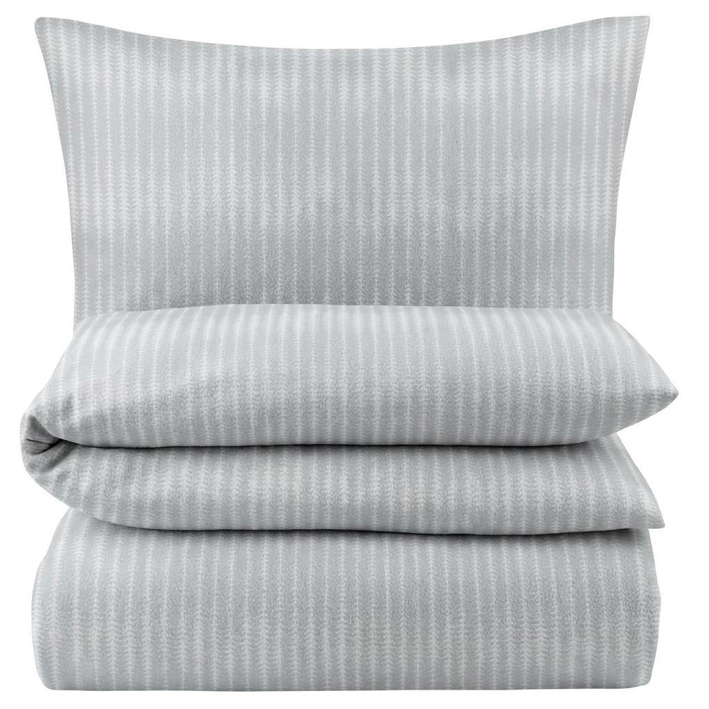 BIBER-BETTWÄSCHE 135x200 - Kuschelig warmer Flanell Bettbezug aus 100% Baumwolle für Herbst & Winter - Streifen Muster - Grau, Textil (135/200cm) - Carpe Sonno