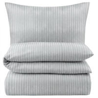 BIBER-BETTWÄSCHE 135x200 - Kuschelig warmer Flanell Bettbezug aus 100% Baumwolle für Herbst & Winter - Streifen Muster - Grau, Textil (135/200cm) - Carpe Sonno