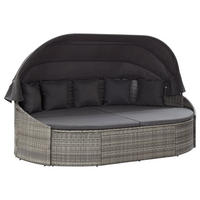 OUTDOOR-LOUNGEBETT Mit Dach Grau - Grau, Kunststoff (145/141/230cm) - vidaXL