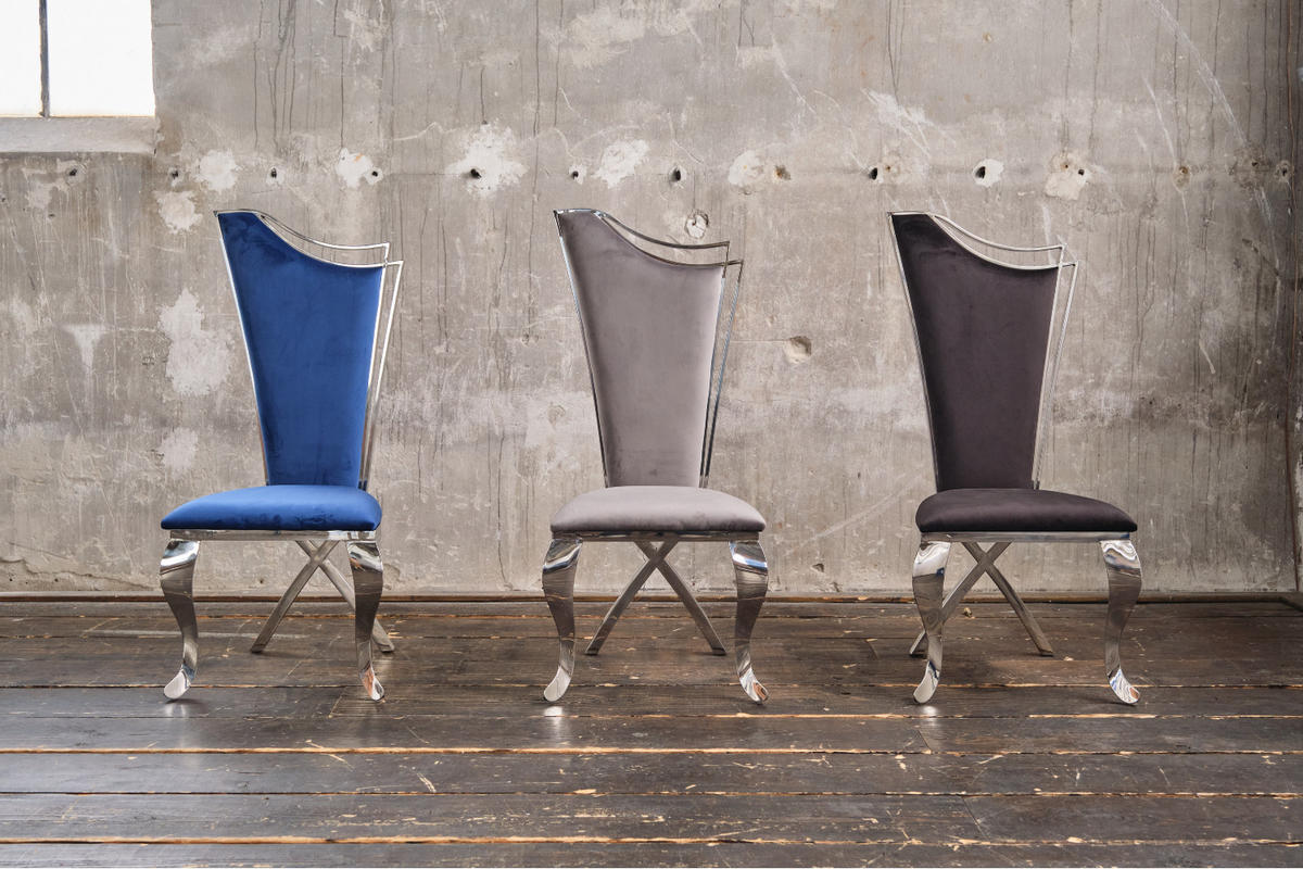 ESSZIMMERSTUHL AMALIA Grau Velvet - Grau, Textil (50/116/55cm) - KAWOLA
