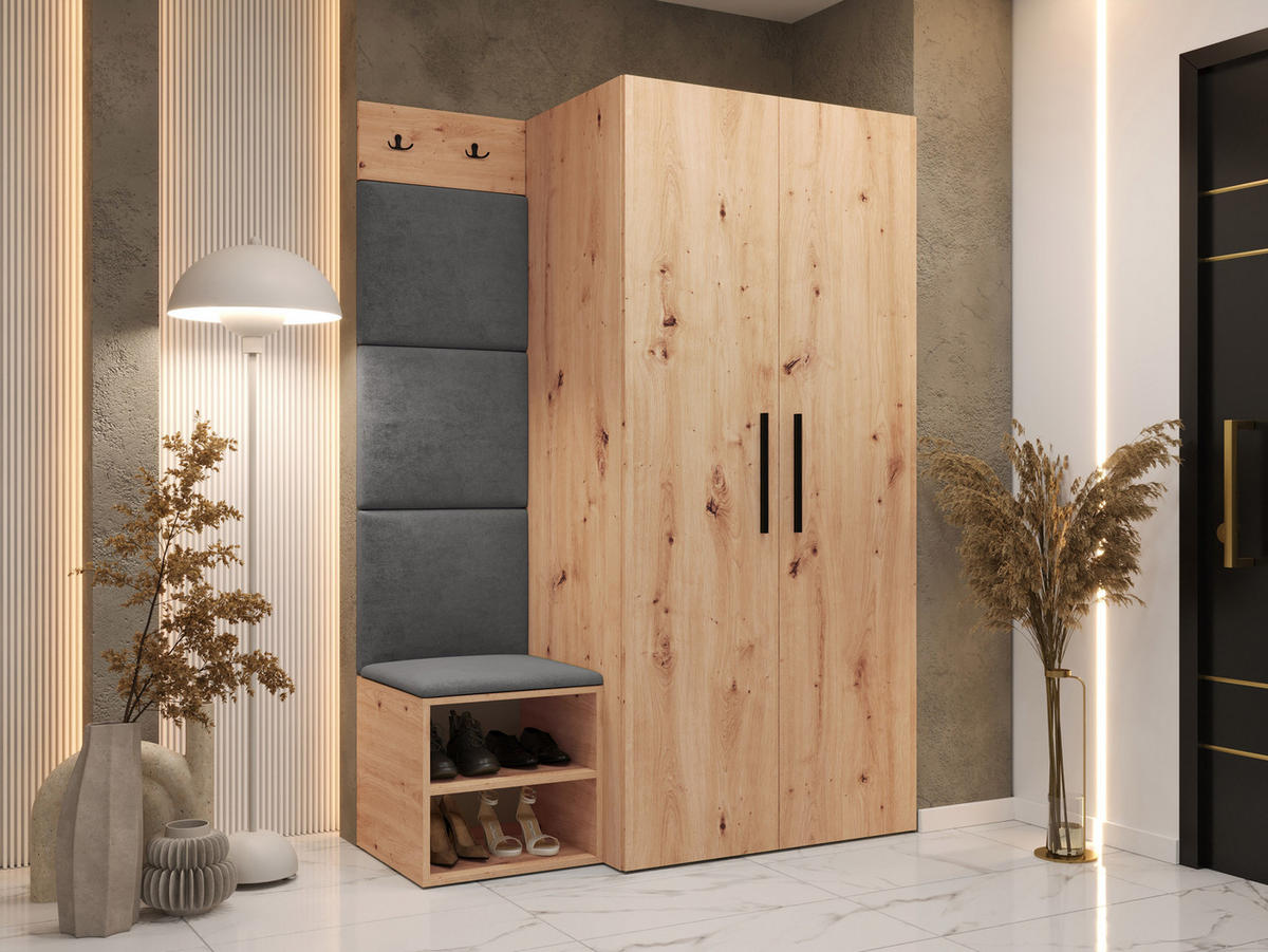 GARDEROBEN-SET Medi IV - Schwarz/Eiche Artisan, Holzwerkstoff/Kunststoff (80/191/50cm) - MIRJAN24