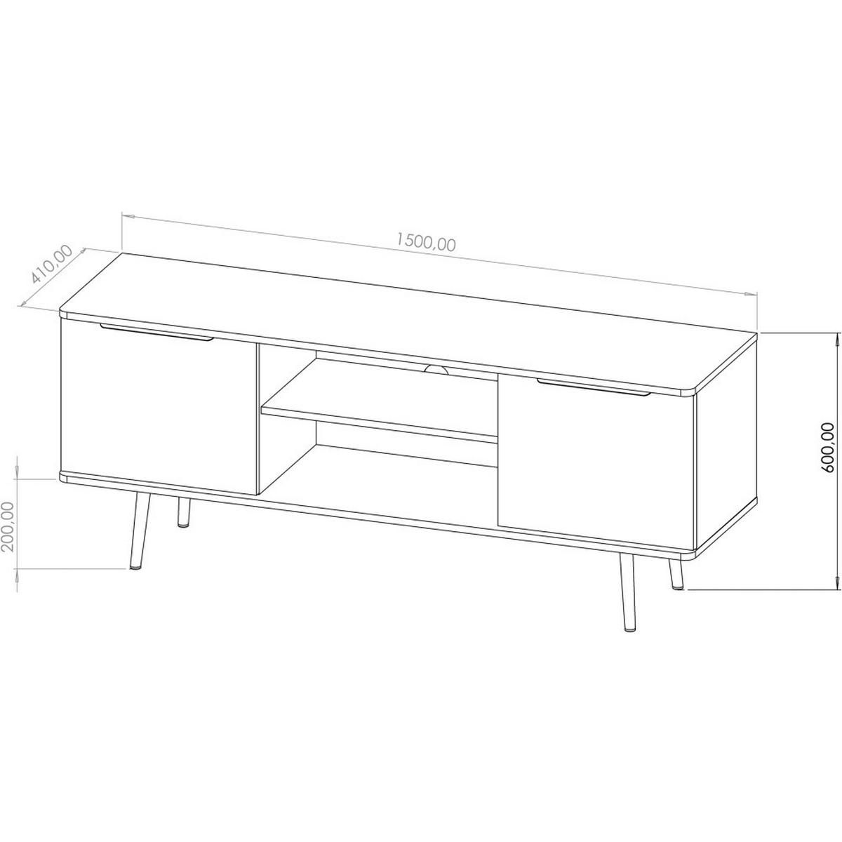 LOWBOARD Parini mit 2 Türen, mit Metallbeine, Graphitschwarz/Captains Deck - Eichefarben, Holzwerkstoff/Metall (150/60/41cm) - Beautysofa