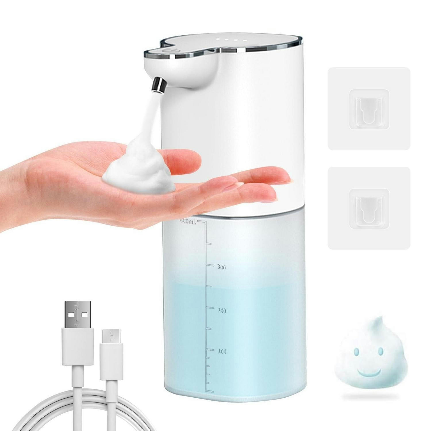 SEIFENSPENDER Wandmontage 400ml mit 4 einstellbaren Stufen und USB-Aufladung - Weiß, Kunststoff (7.8/7.8/17.5cm)