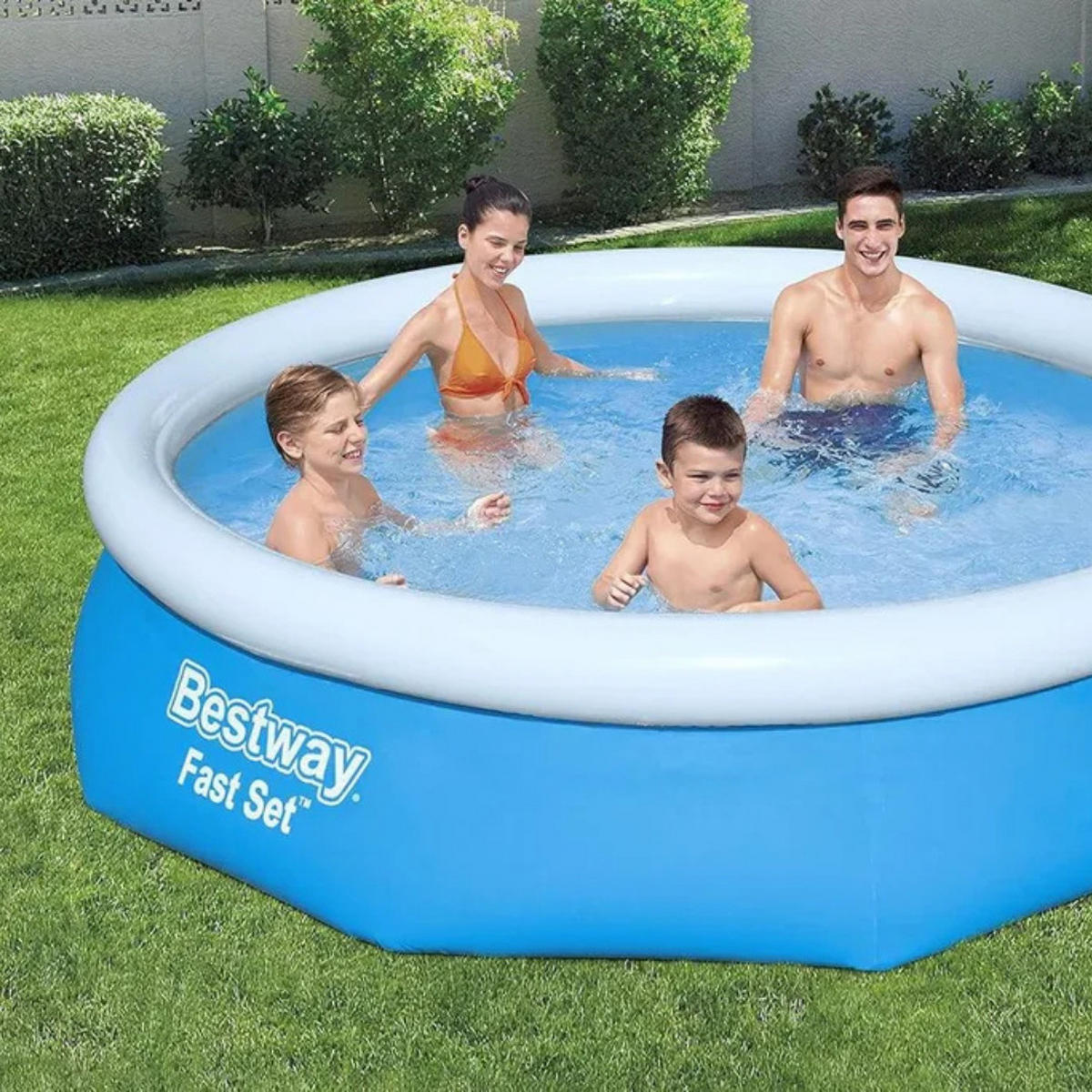 AUFSTELLPOOL, Rund, 305x76 cm, Komplettset, mit Pumpe, Familienpool, Gartenpool, Kinderpool, Planschbecken, Sommerpool, robust, Outdoor, groß - Blau/Weiß, Kunststoff (305/76/305cm) - Bestway