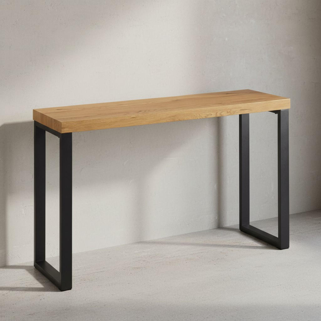 KONSOLENTISCH – Eicheoptik, große Ablagefläche, modern - Schwarz/Braun, Holz/Metall (39/120/76cm) - KADIMA DESIGN