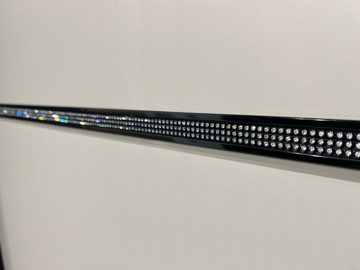SCHWEBETÜRENSCHRANK Dundee in Grafit mit Saharagrau und Strass 180x198x64cm - Grau, Holzwerkstoff (180/198/65cm)
