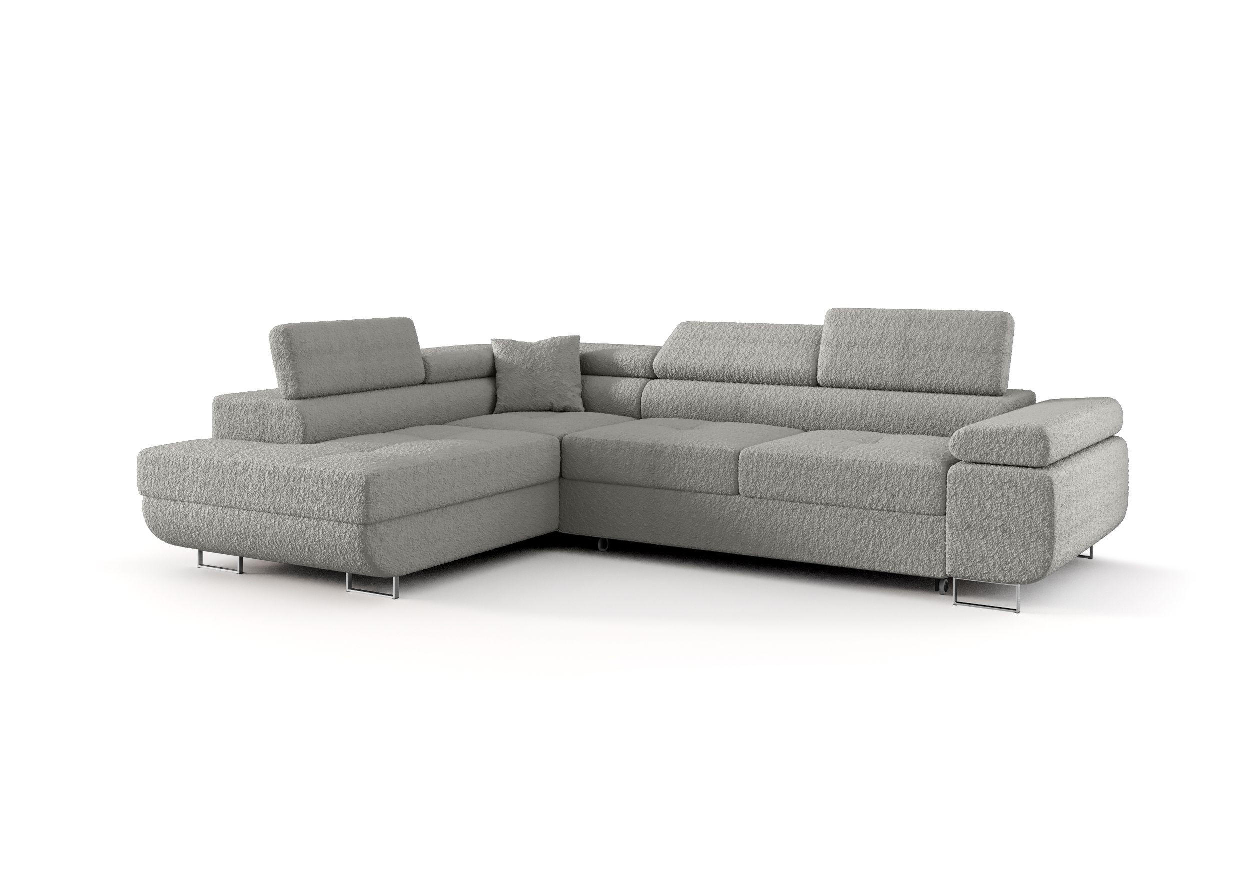 ECKSOFA EMILY mit Schlaffunktion Quelle 83 Links - Grau, Textil (275/200cm) - Bedante