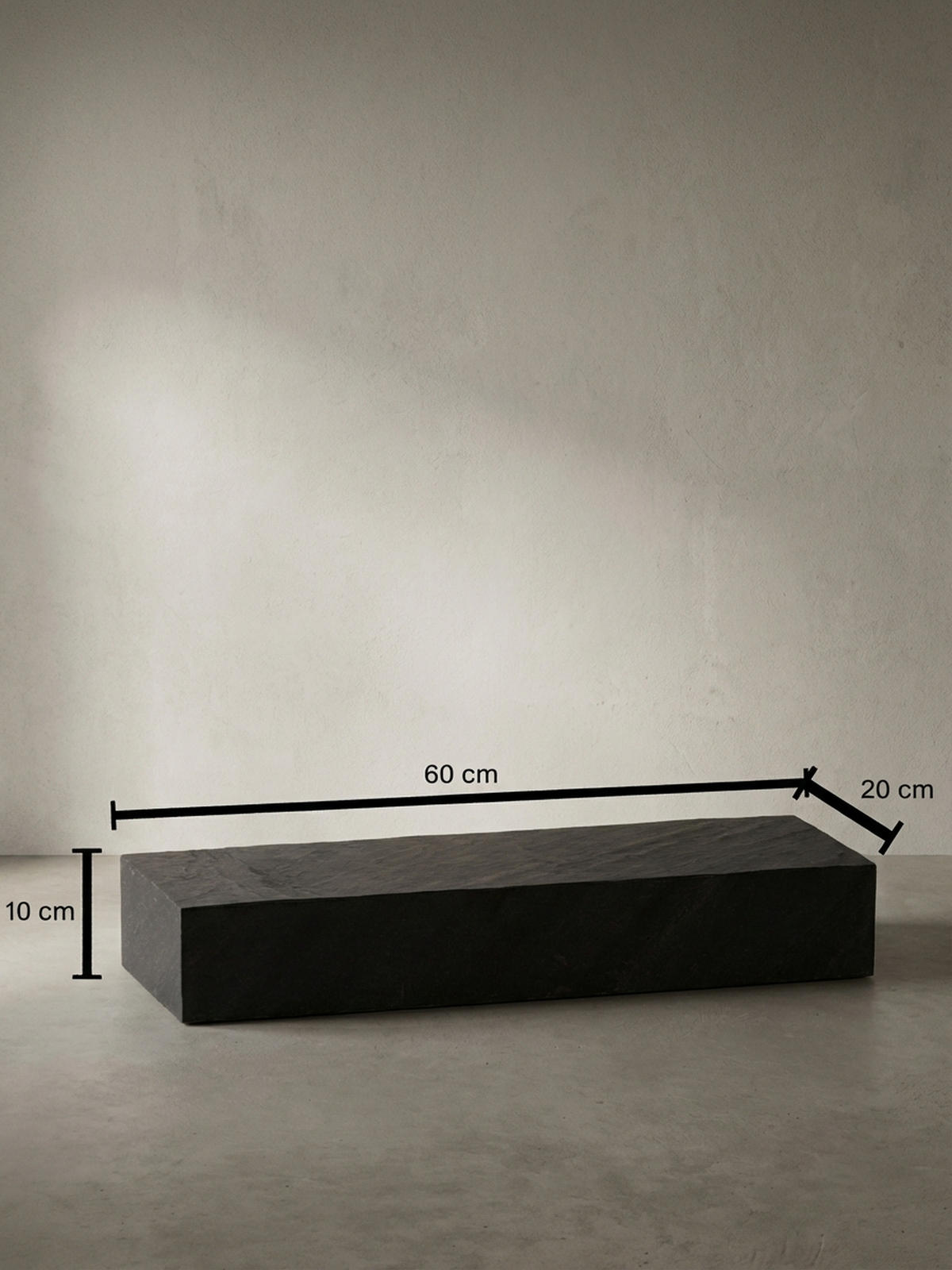 WANDREGAL Mango Massivholz Steinoptik Rechteckig Modern, Grau 60x20x10 cm - Grau, Holz (60/10/20cm) - KADIMA DESIGN