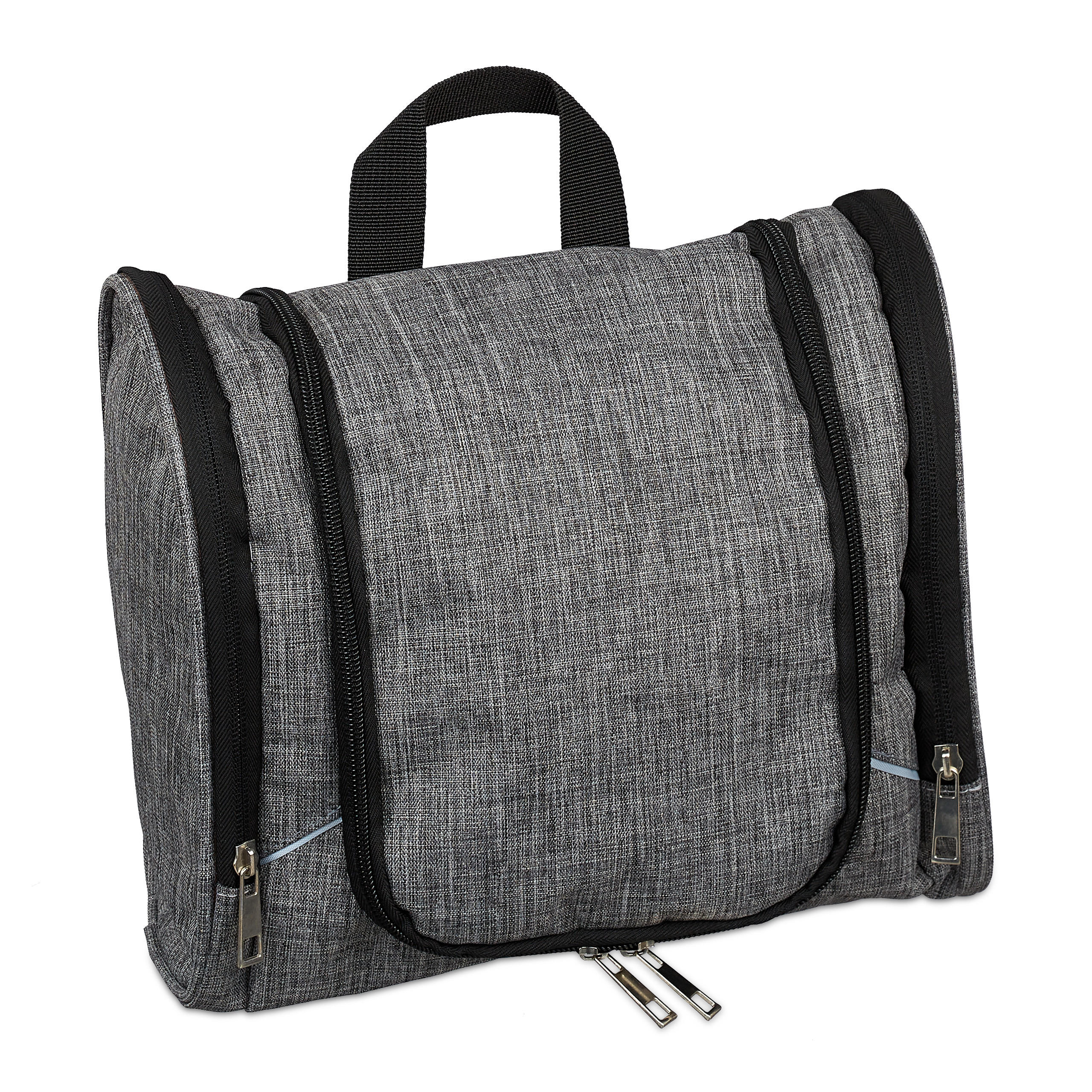 KULTURBEUTEL - Grau, Textil (26.5/23/14cm) - Relaxdays