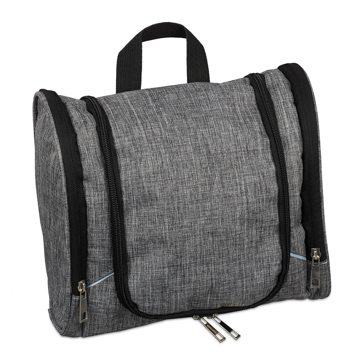 KULTURBEUTEL - Grau, Textil (26.5/23/14cm) - Relaxdays