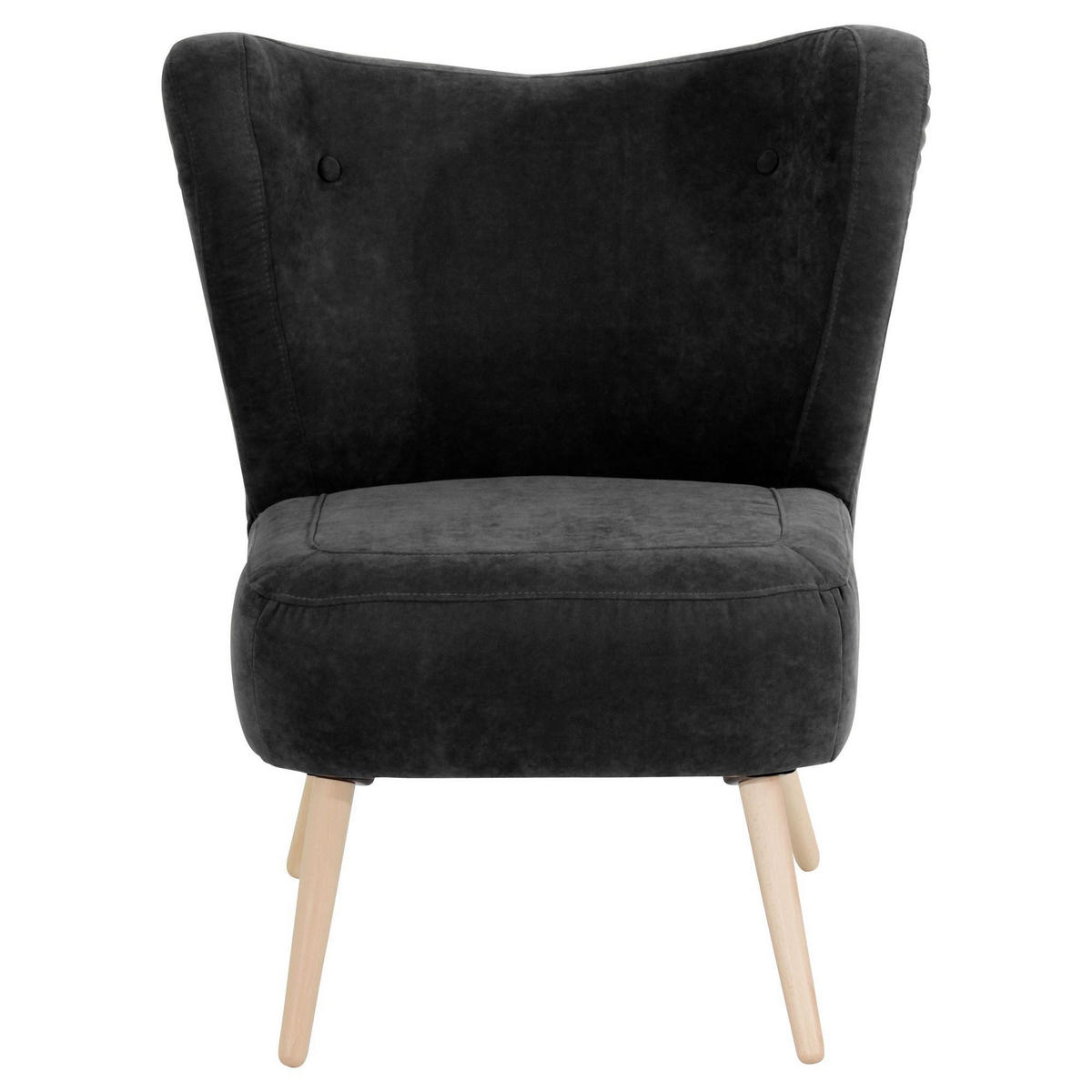 SESSEL Kathy Bezug Veloursstoff Buche natur / schwarz - Schwarz, Kunststoff (70/86/69cm) - 58aufmkessel