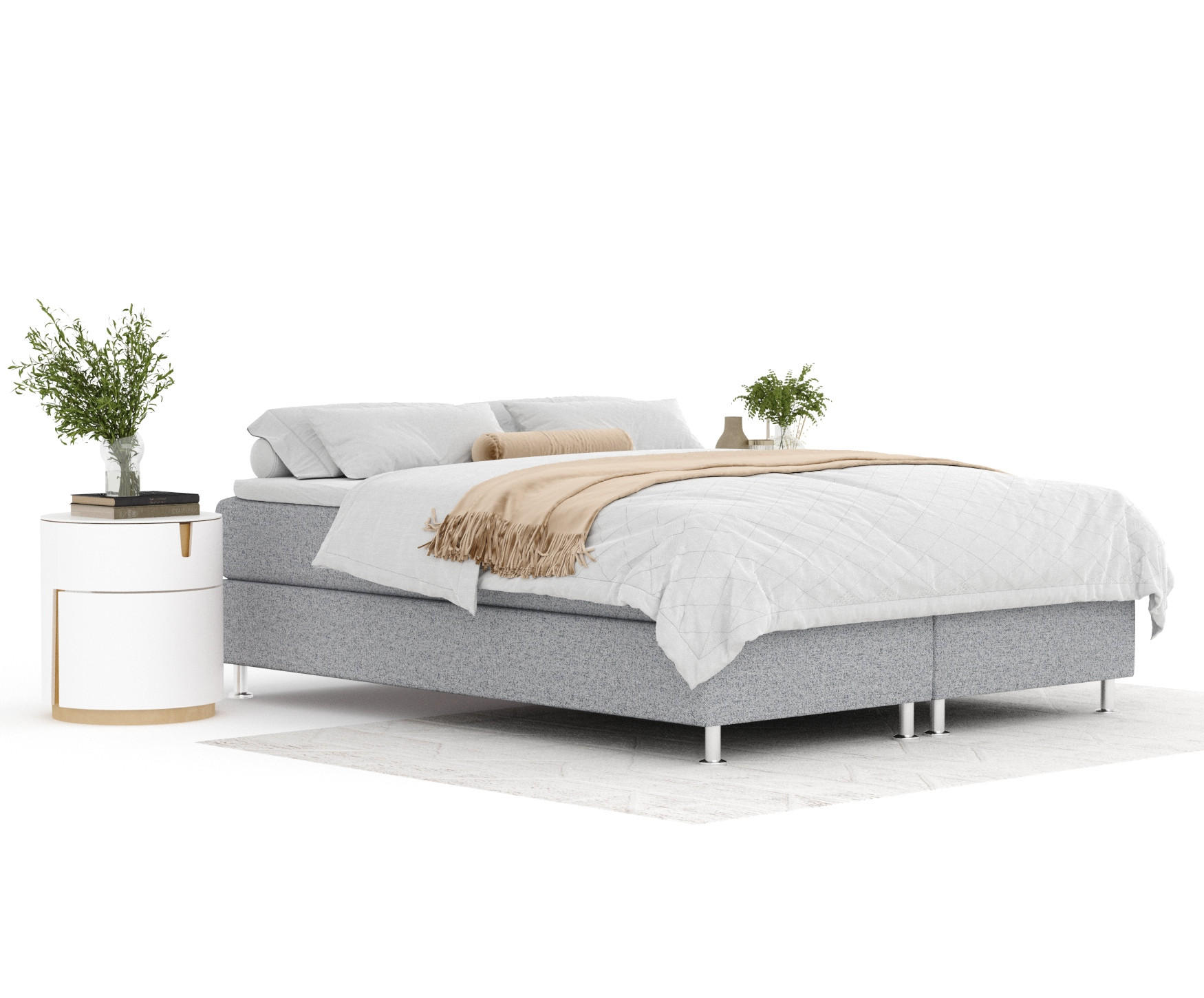 BOXSPRINGBETT Sub Grau 160/200 cm mit Latex-Topper - Silberfarben/Grau, Holz/Holzwerkstoff (160/200cm) - Maison de Reve