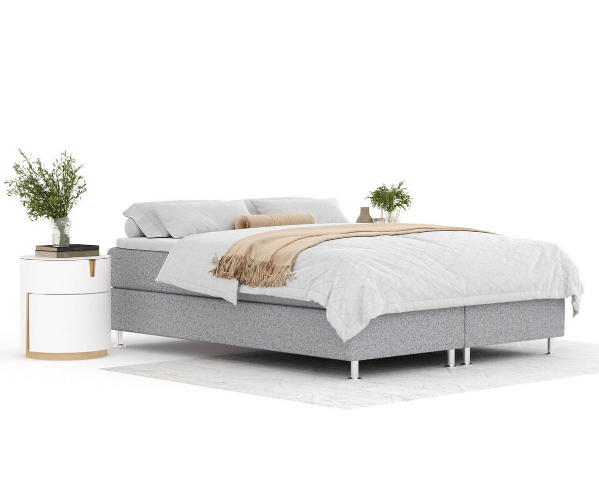 BOXSPRINGBETT Sub Grau 200/200 cm mit Latex-Topper - Silberfarben/Grau, Holz/Holzwerkstoff (200/200cm) - Maison de Reve