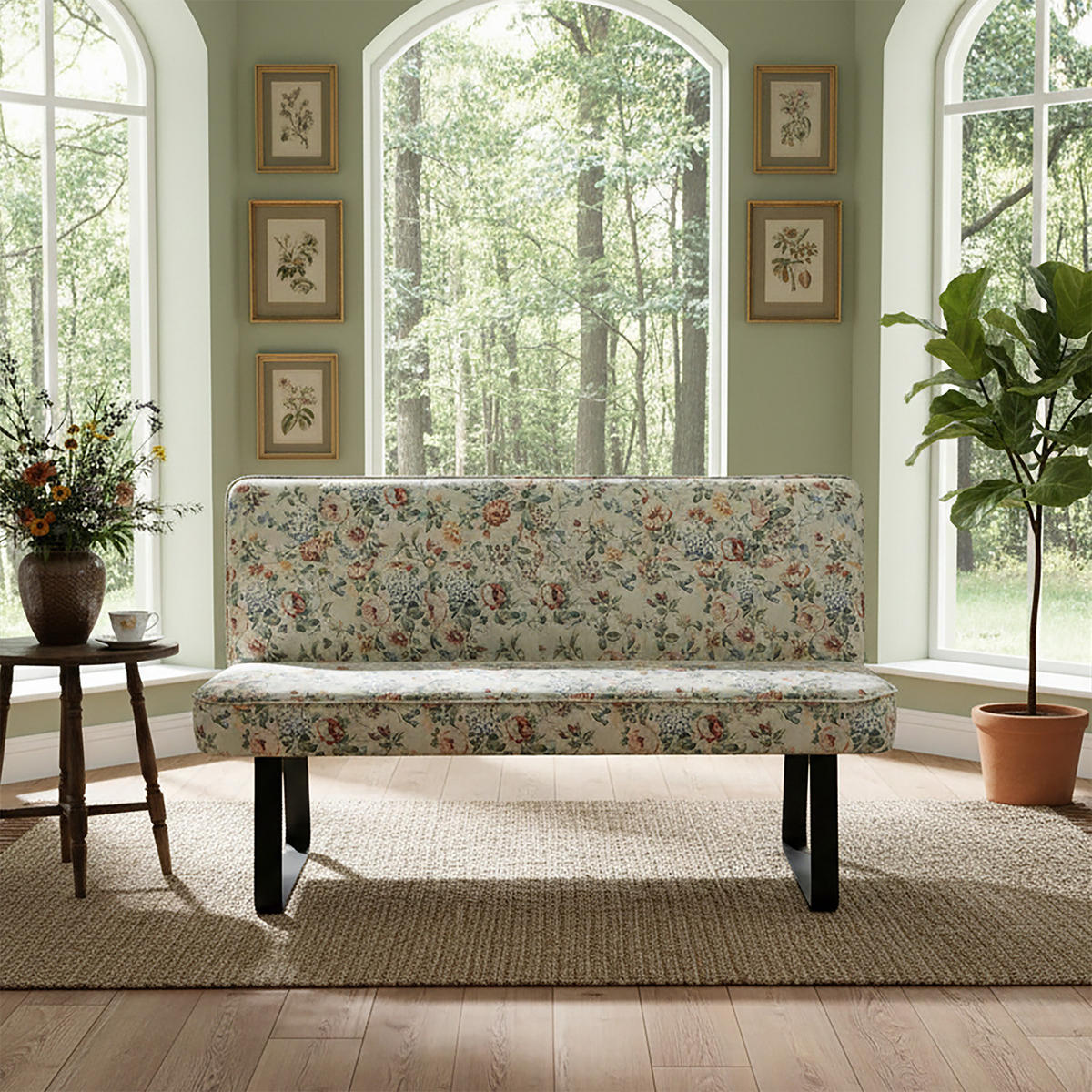 SITZBANK EMILIA - Creme/Naturfarben, Metall (156/88/65cm) - DUBI Möbel