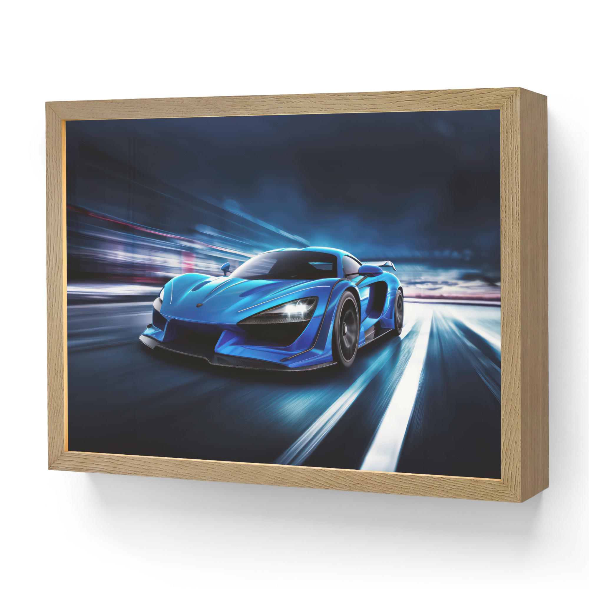 OnlyWow DOBÍJECÍ NOČNÍ LAMPIČKA Auto - Modrá - Chlapci - Dítě 40x30 cm