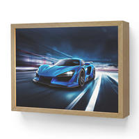 DOBÍJECÍ NOČNÍ LAMPIČKA Auto - Modrá - Chlapci - Dítě 40x30 cm - modrá, kompozitní dřevo (8/40/30cm) - OnlyWow