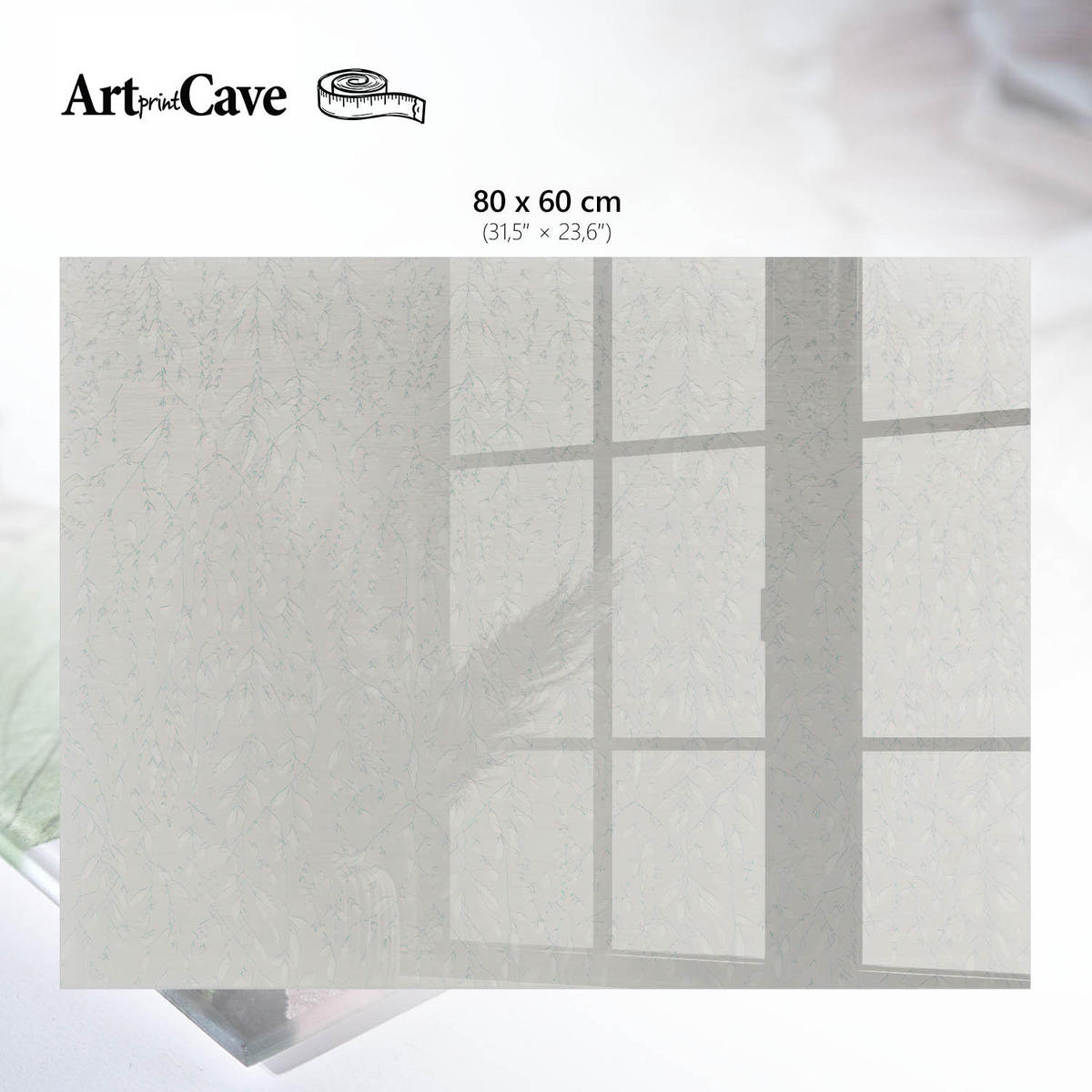GLASPLATTE 80x60 cm – Pflanzenharmonie - Beige, Glas (0.4/80/60cm) - ArtPrintCave