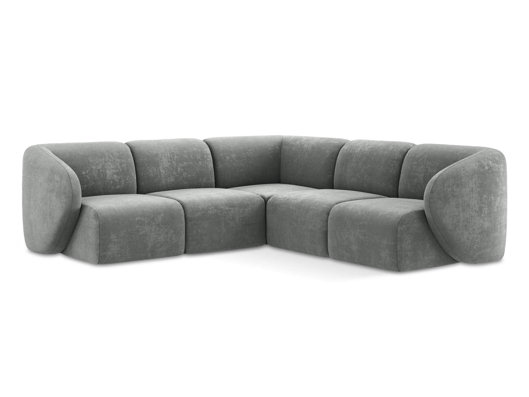 ECKSOFA Chenille Stoff Grau - Schwarz/Grau, Holzwerkstoff/Kunststoff (251/251cm) - Makamii