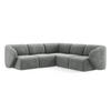 ECKSOFA Chenille Stoff Grau - Schwarz/Grau, Holzwerkstoff/Kunststoff (251/251cm) - Makamii