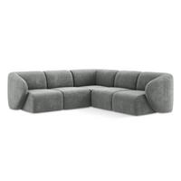 ECKSOFA Chenille Stoff Grau - Schwarz/Grau, Holzwerkstoff/Kunststoff (251/251cm) - Makamii