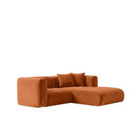ECKSOFA L-Form mini, Velvet-Stoff Bluvel, Zimtfarbe, Rechts, GRETA - Orange, Holz (226/179cm) - Kaiser Möbel