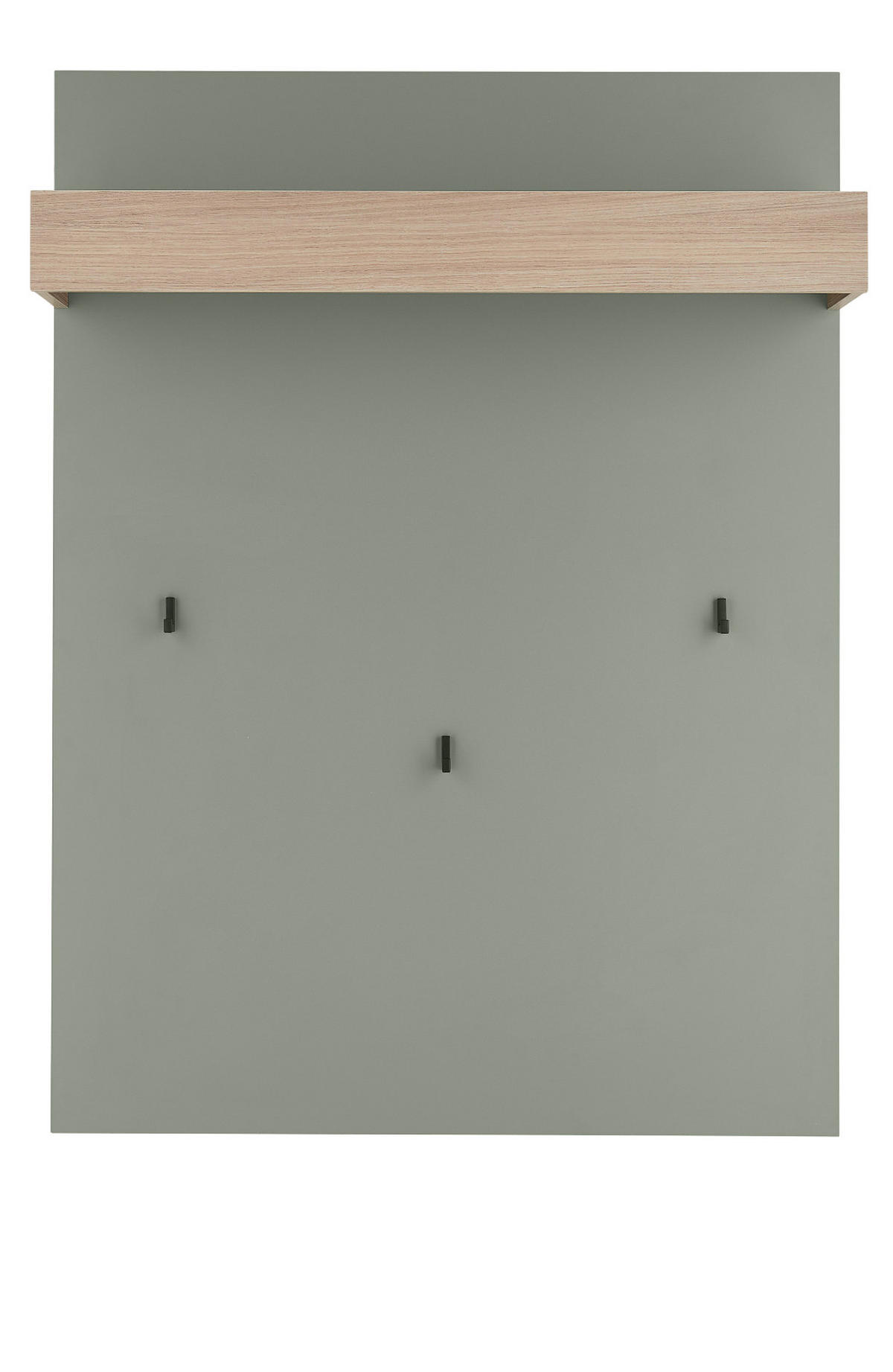 GARDEROBENPANEEL Salbei Grün mit Eiche, Wandgarderobe mit Kleiderstange, 100 x 135 cm - Salbeigrün/Eichefarben, Holzwerkstoff/Metall (100/135/25cm) - Furn.Design