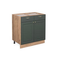 KÜCHENUNTERSCHRANK Fame-Line Grün-Gold Landhaus 80 cm ohne AP - Eiche Wotan/Grün, Holzwerkstoff (80/82/51.6cm) - Vicco